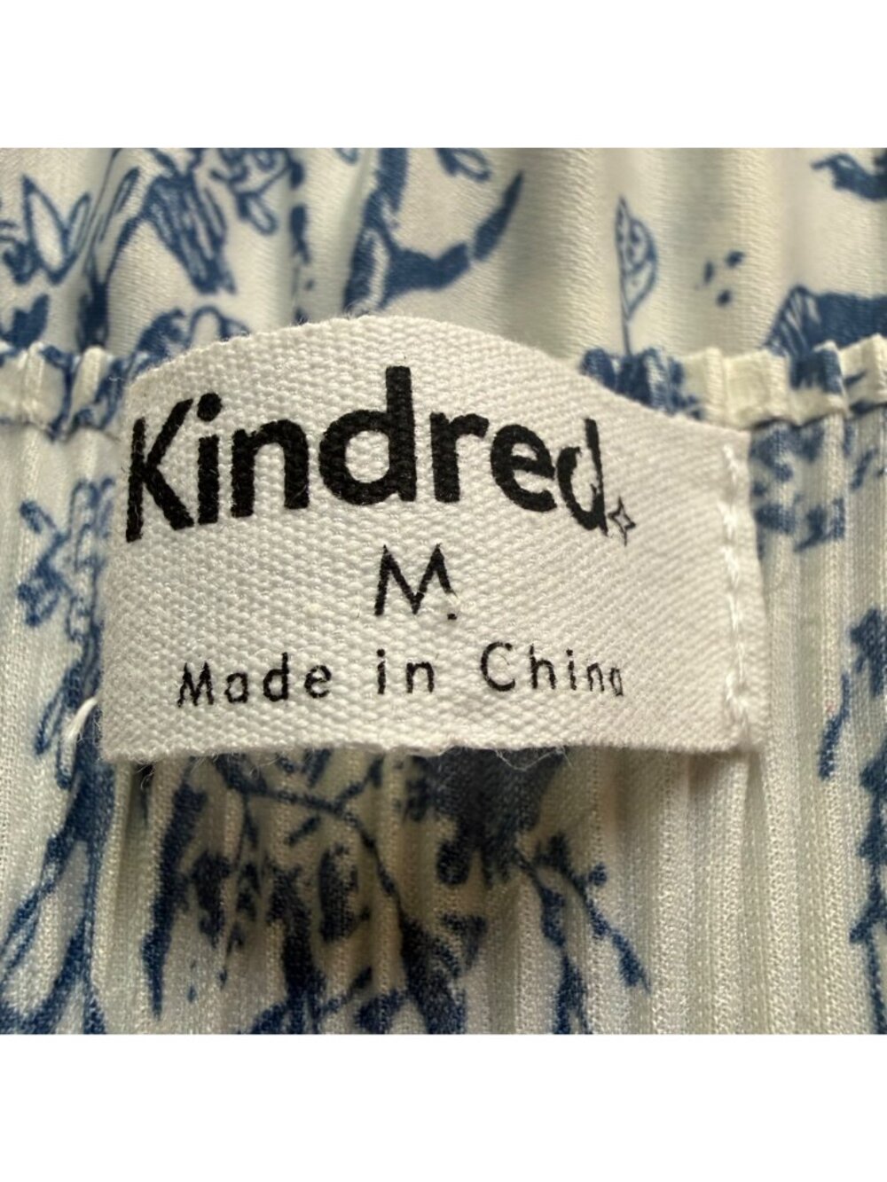 Kindred Size M Blue & White Floral Print Pleated Short Sleeve Midi A-Line Dress - Picture 13 of 16